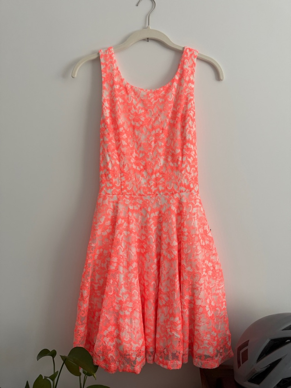 Guess Neon Coral Lace Dress